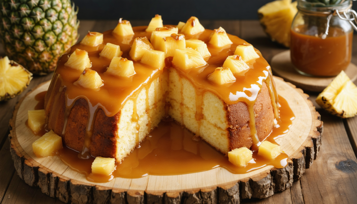 découvrez notre recette facile et rapide pour un gâteau moelleux au caramel et à l'ananas, parfait pour une douceur fruitée et gourmande en toute simplicité.