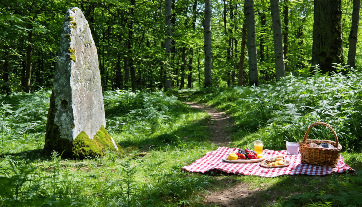explorez l'aire du menhir à olonne-sur-mer lors d'une randonnée bucolique, idéale pour une pause pique-nique au cœur d'une forêt paisible et ressourçante.